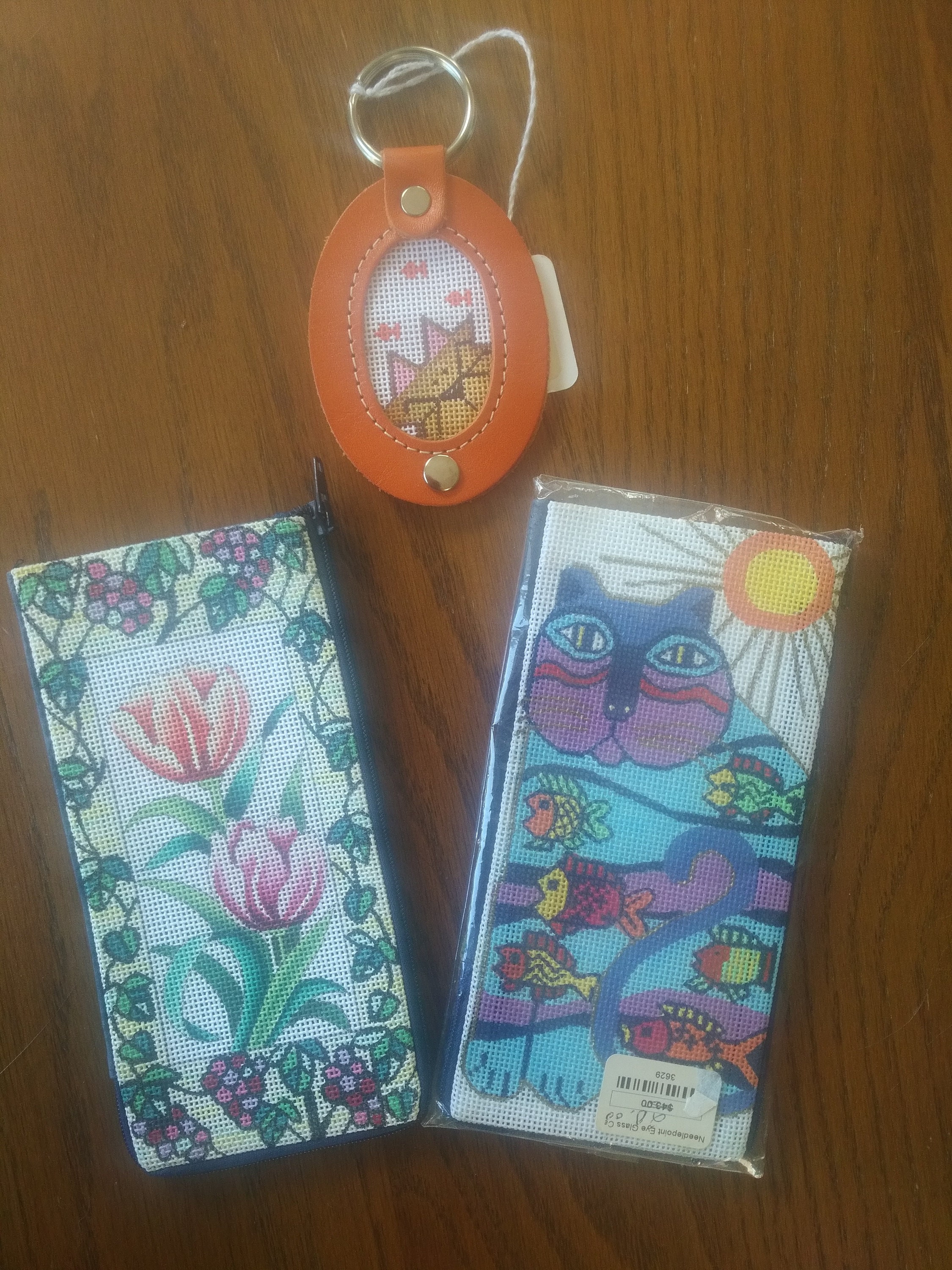 Needlepoint canvas eyeglass case luggage tag key tag laurel Etsy