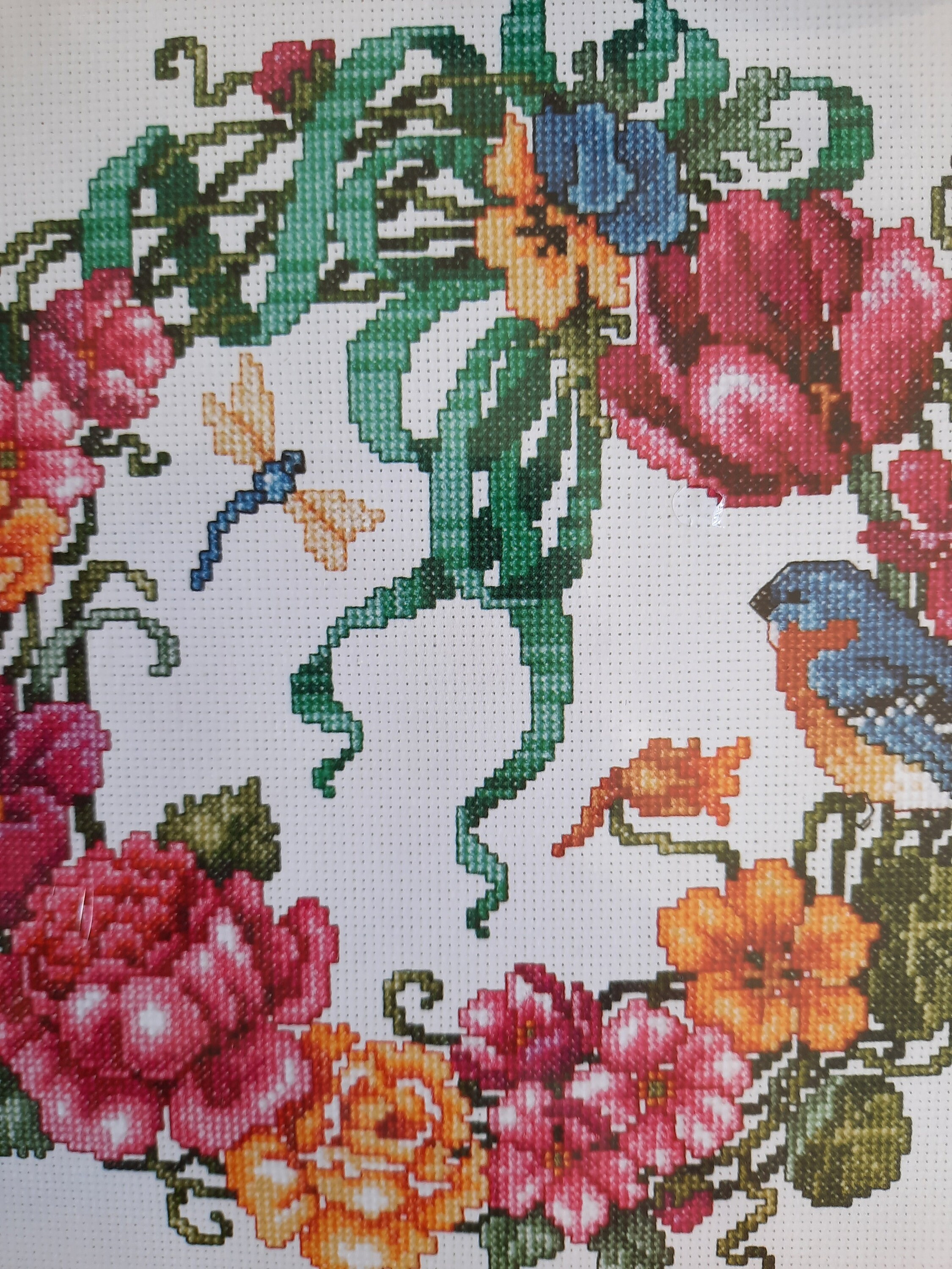 クロスステッチ刺繍☆リース☆ クロスステッチフレーム＜桜のリース＞ | リバティ 生地、編み物