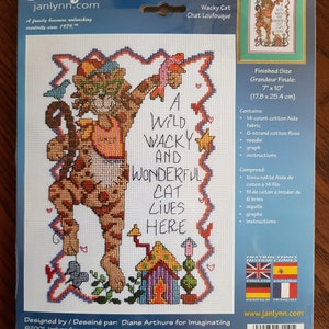Kit punto croce contato Wacky Cat, Janlynn, vintage, Choice, Gary Patterson, Diane Arthurs