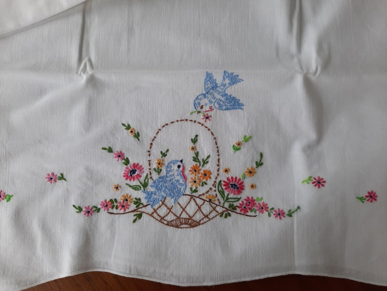 FizzPopQuilts Flower Basket Embroidered Pillowcase