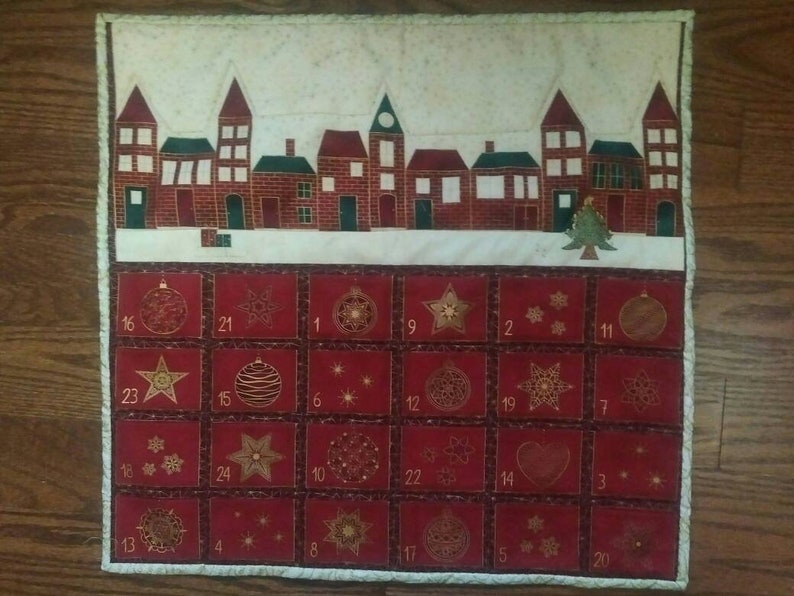 Quilted Advent Calendar Christmas Wall Hanging pockets Etsy