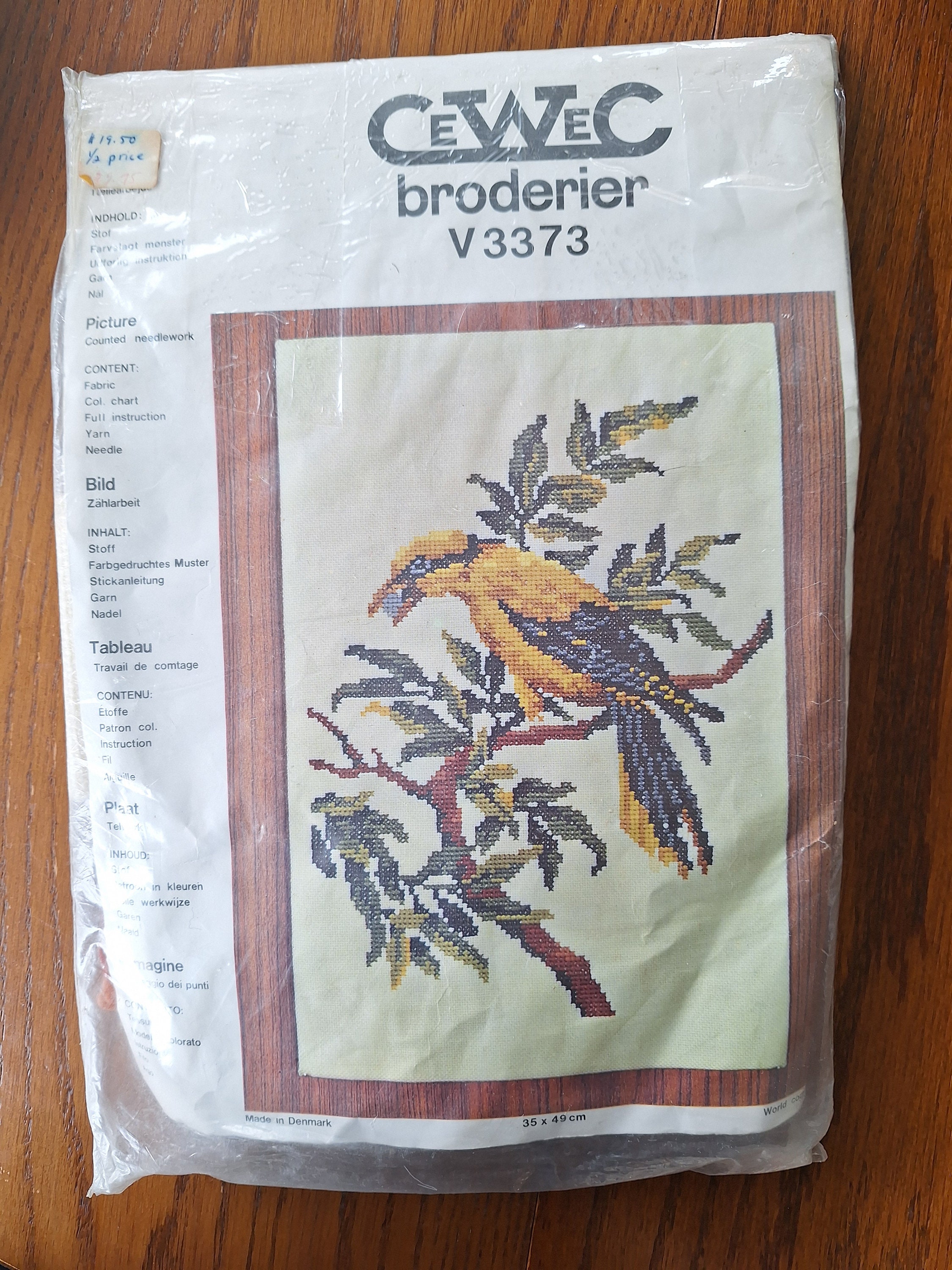 黄色い鳥、ニードルポイントキット、再封、ヴィンテージ、CEWEC