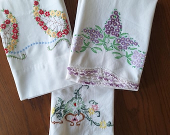 Floral embroidered, Single vintage Pillow Cases, choice