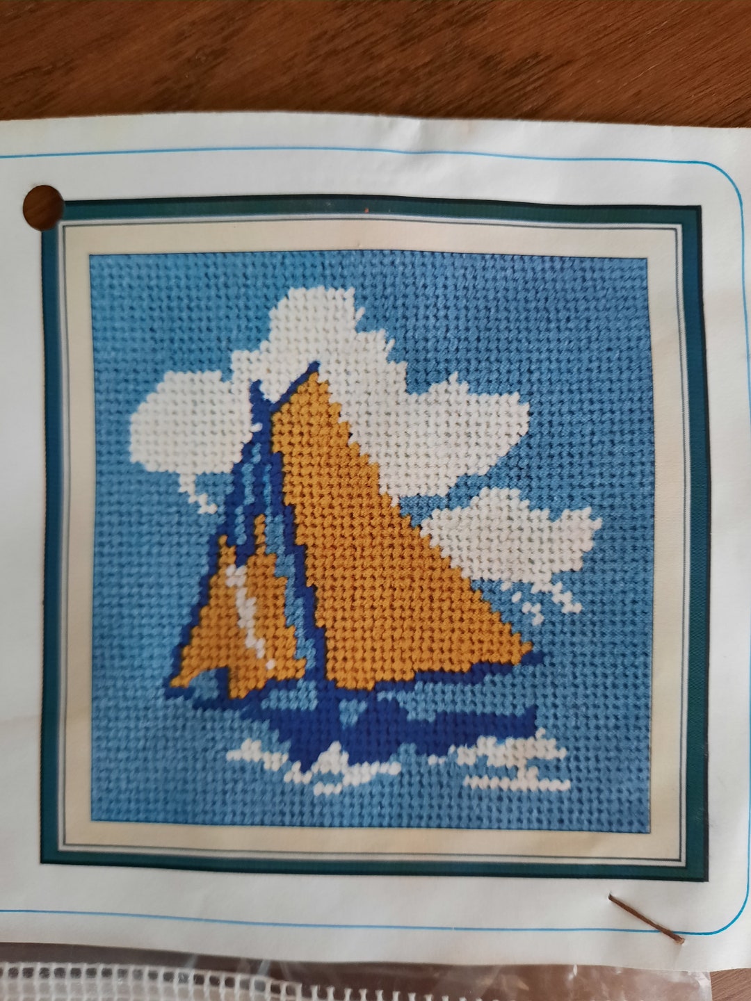 Needlepoint Sailboat Counted Cross Stitch Kit, Vintage, Nautical