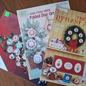 Christmas ornament counted cross stitch patterns, Folded Star, Holiday Trimmings, Littlest Angels