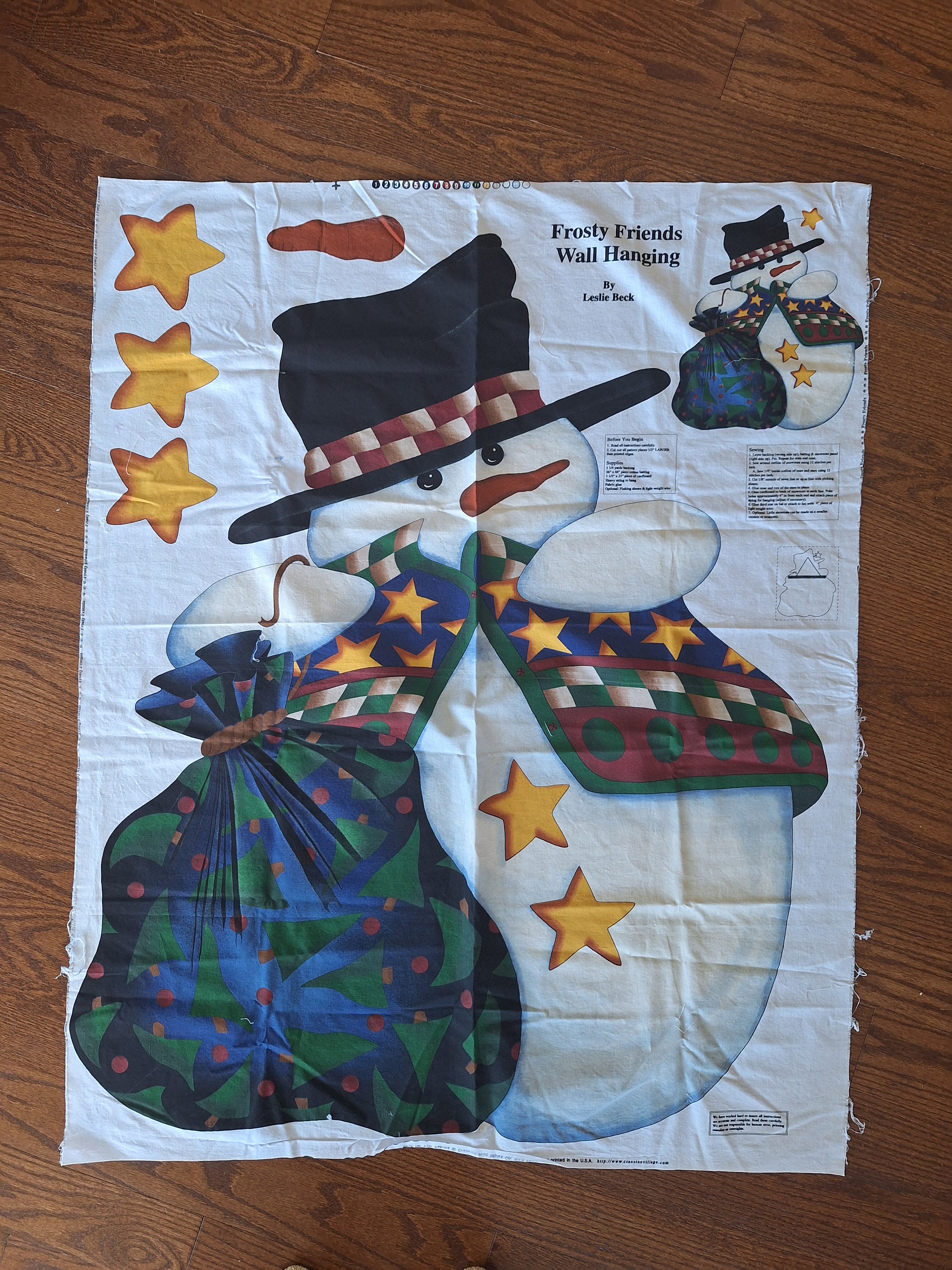 DIY Snowman Wall Hanging, Fabric Panel, Frosty Friends, Cranston Printworks, Leslie Beck, Christmas Decor, Winter Decor