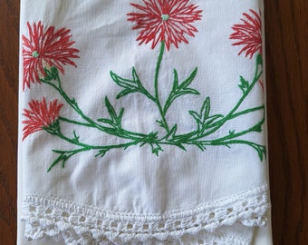 Pillow Case Single, damaged but still with gorgeous embroidery