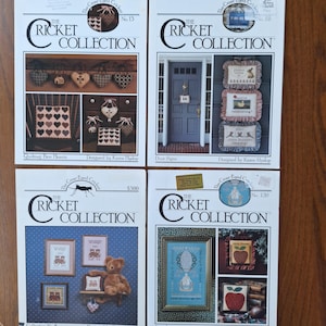 Cricket Collection counted cross stitch patterns,Cross-Eyed Cricket,choice,Laurels 120,Collection No. 8,Door Signs 58,Quilting Bee Hearts 13