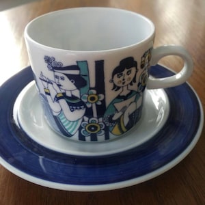 Vintage, delft, tea cup, demitasse, Mosa, Maastricht, Holland, modern, art deco, retro