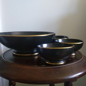 Gouda, Vintage Dutch Pottery, Flora, MCM, Black Matt, nut dish, nut bowl, MCM
