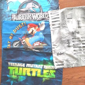 CLEARANCE Einzel-Kissenbezüge für Kinder, Vintage, Batman, Jurassic World, Teenage Mutant Ninja Turtles, Mario Kart, gebraucht