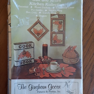 Autumn Patterns, Choice, Gingham Goose applique Oak and Acorn Kitchen Kollection, Give us this day our Daily Bread cross stitch pattern