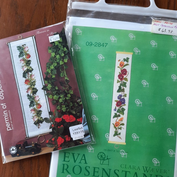 Bell Pull, Counted cross stitch kit and partial kit, choice, Eva Rosenstand, Clara Wæver. Pansy, Permin of Copehagen, Flowers in a Row,Roses