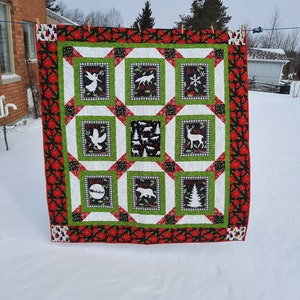 Large Lap Quilt, Christmas, flannel, peace, love, welcome, home, joy, noel, believe, rejoice