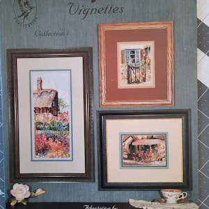 Miss Hathaway&#39;s Garden, Wepham Cottage, Vignettes, Marty Bell, Pegasus, counted cross stitch pattern, choice, chart, vintage