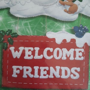 CLEARANCE Bucilla Felt Applique Door or wall hanging, Welcome Friends, snowman, 84272 image 3