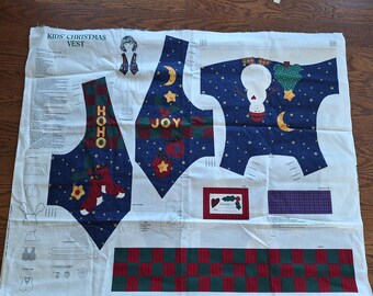 Child&#39;s Christmas Clothing Fabric panels, Kids&#39; Vest, Child vest, Snowman toddler overalls, Daisy Kingdom, VIP Dreamspinners