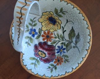 Prato Gouda com alça, Cerâmica Holandesa, vintage, BERTINO, plateelbakkerij, Royal Zuid Holland, c1950, mcm