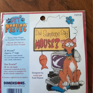 Pet Peeves, kit punto croce, tela di plastica, Dimensions, vintage sigillato