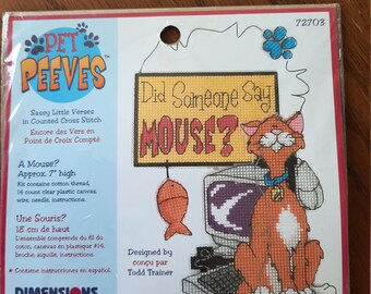 Pet Peeves, counted cross stitch kit, plastic canvas, Dimensions, sealed vintage