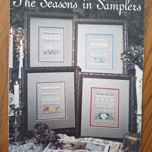 Padrões de ponto cruz contados sazonais, Seasons in Samplers, Linda Culp Calhoun, Leisure Arts 2230, hardanger