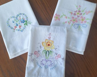 Floral Embroidered Single vintage Pillow Cases, choice