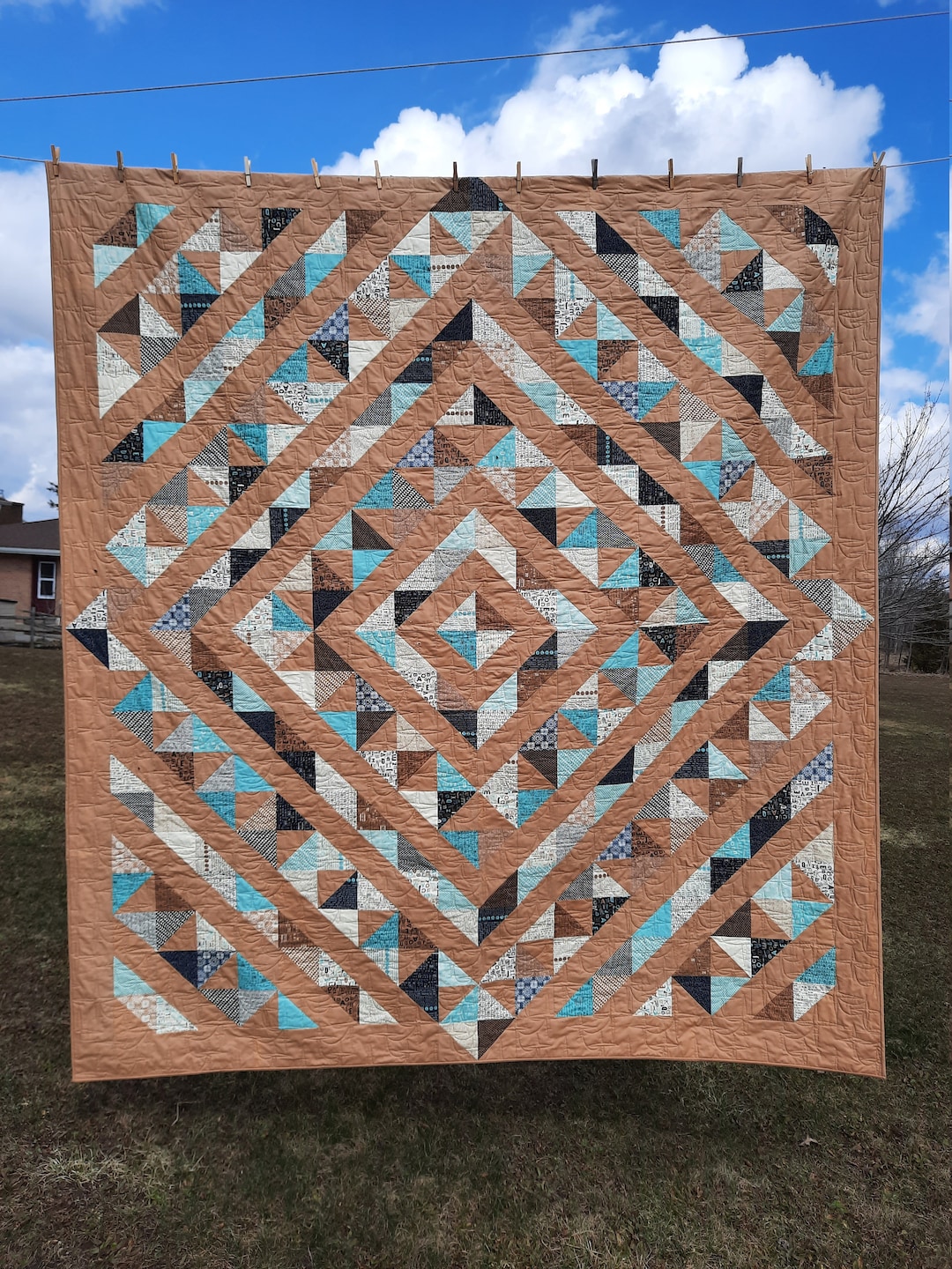 Diamond HST, Downloadable Quilt Pattern, Queen, Half Square Triangles ...