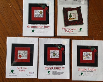 CLEARANCE Carousel Charts Christmas Counted Cross Stitch,choice,Jingle Bells,Drummer Boy,Deck the Halls,Good King W,Merry and Bright,carols