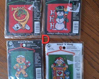 Point de croix, kit, groupes de décorations de Noël, étiquette cadeau, carte de voeux, point de croix compté, NSA, cadre Stitch N, Stitch N Hang, NMI