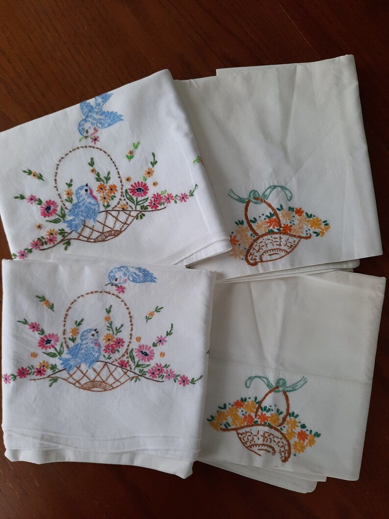 FizzPopQuilts Flower Basket Embroidered Pillowcase - Thumbnail 3