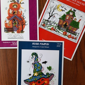 Halloween Counted Cross stitch patterns, Imaginating,choice,Halloween House 2725 Ursula Michael,Peter Pumpkin 2727,Beware 2539 Diane Arthurs
