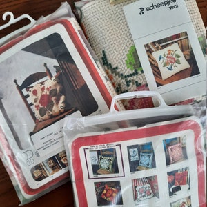 Scheepjes Cushion Cover Kit, embroidery kit, needlepoint, vintage, pillow cover, flowers, rose, celtic green, your choice