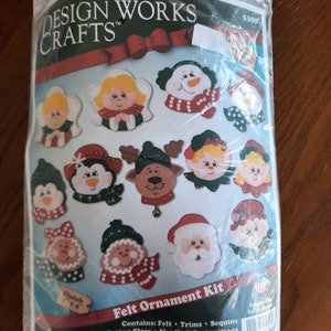 Faces of Joy, Felt Christmas ornaments, DIY, vintage, Design Works Crafts 5398, Karen Harran, sealed