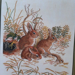 Wildlife counted cross stitch kits, Eva Rosenstand, Clara Wæver, choice, Three Rabbits, Animals by Tree, Christmas Tree