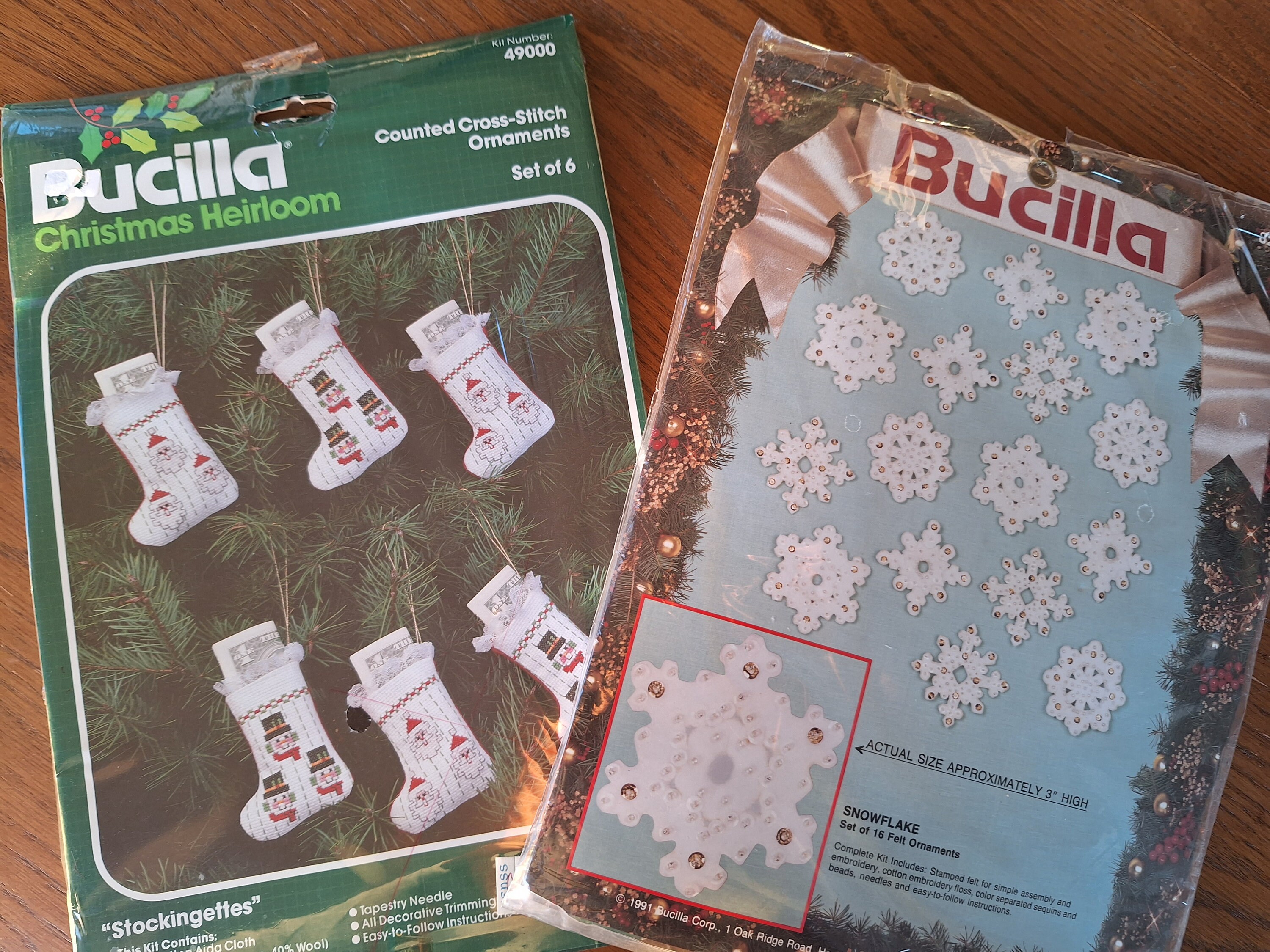 Vintage Bucilla Christmas Needlepoint Ornament Kit Set of 4 #60384