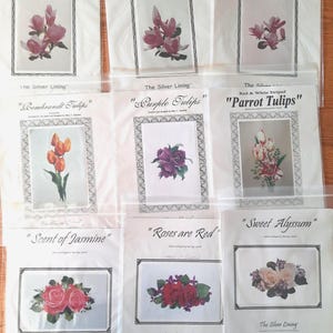 CLEARANCE Silver Lining Kreuzstichmuster , Marc Saastad , Wahl, Magnolien, Tulpen, Alyssum, Duft von Jasmin,Rosen sind Rot