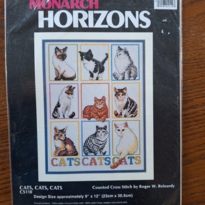 Kreuzstichpackung Cats Cats Cats, Monarch Horizons CS110, Vintage, Roger W. Reinardy