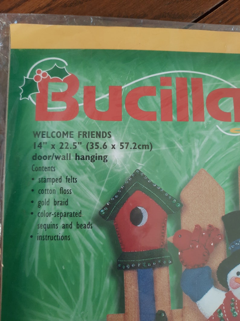 CLEARANCE Bucilla Felt Applique Door or wall hanging, Welcome Friends, snowman, 84272 image 5