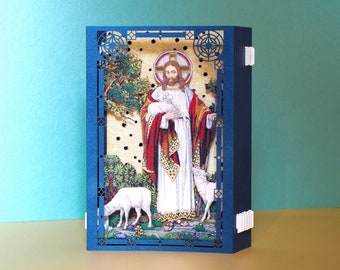 Grant us peace. Lamb of God. Agnus Deī. Religious pop up card gifts. Jesus lambs. Paper pop up cards. Holy gifts. Christian Catholic Church