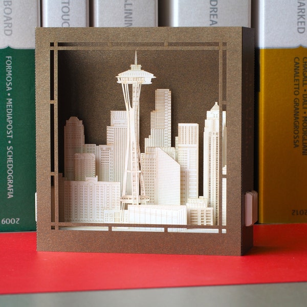 Seattle Washington Space Needle Skyline pop up paper card. America American gifts paper Landmarks. Miniature architecture model art craft
