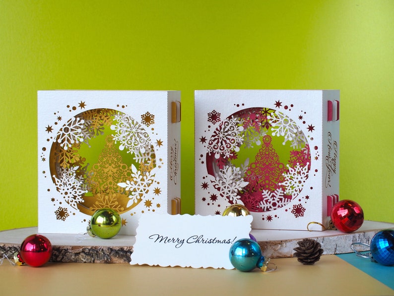 Paper kirigami Decor. Art Christmas Cards. Colibri Gift