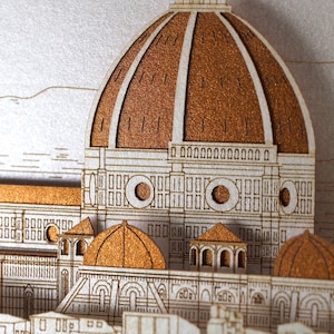 Florence Trouwuitnodigingen. Kathedraal van Sint-Maria van de Bloem. Pop-up 3D-papier gesneden kaarten, Colibrigift-uitnodigingen. Gepersonaliseerde doos RSVP afbeelding 6