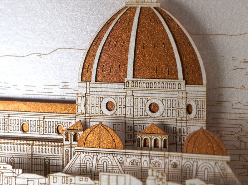 Florence Wedding invitations. Cathedral of Saint Mary of the Flower. Pop up 3d paper cut cards, Colibrigift invites. Personalized box RSVP image 6