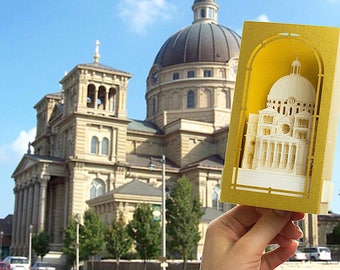 Church Milwaukee The Basilica of St. Josaphat.  Pop up paper art object gift. Wisconsin state. Religious Gift Churches. Pastor. Community.