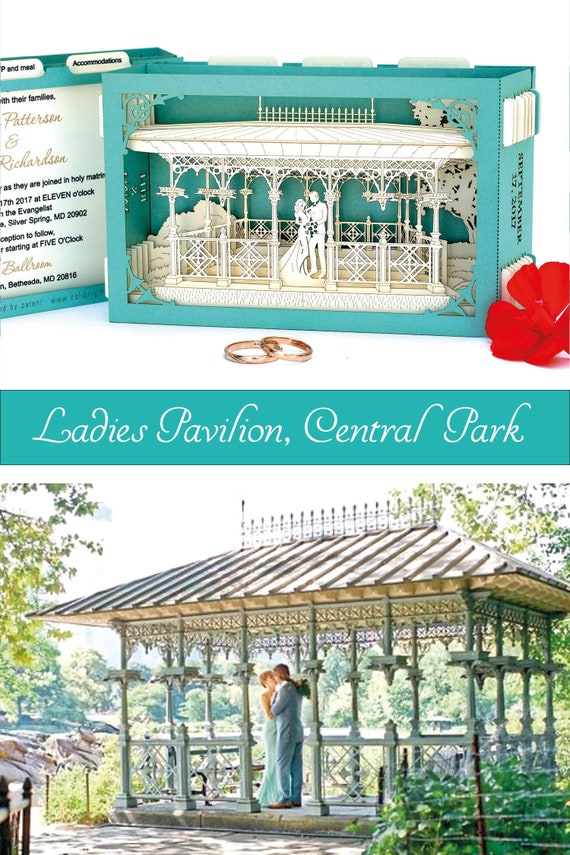 Laser Cut Wedding Invitations Turquoise Invitations Pop Up Etsy