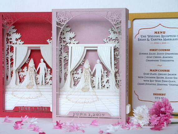 Wedding Dinner Menu Card Garden Outdoor Arch Design Serving Etsy