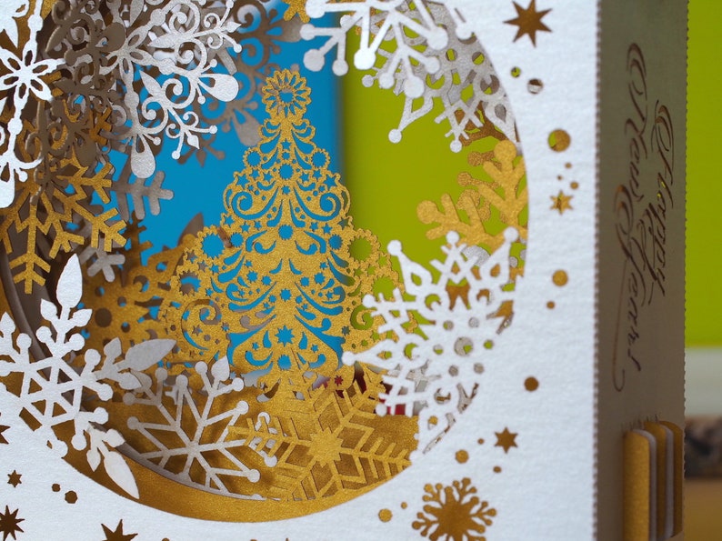 Paper kirigami Decor. Art Christmas Cards. Colibri Gift