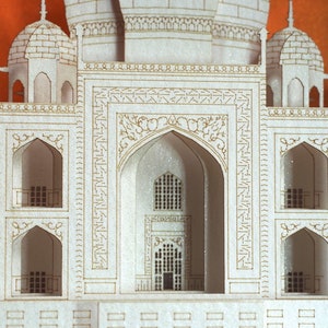 Taj Mahal. Miniature en papier. Inde Agra Couronne du mausolée du Palais. Objet d'art artisanal pop-up. Décoration de style indien. Modèle d'architecture hindoue image 3