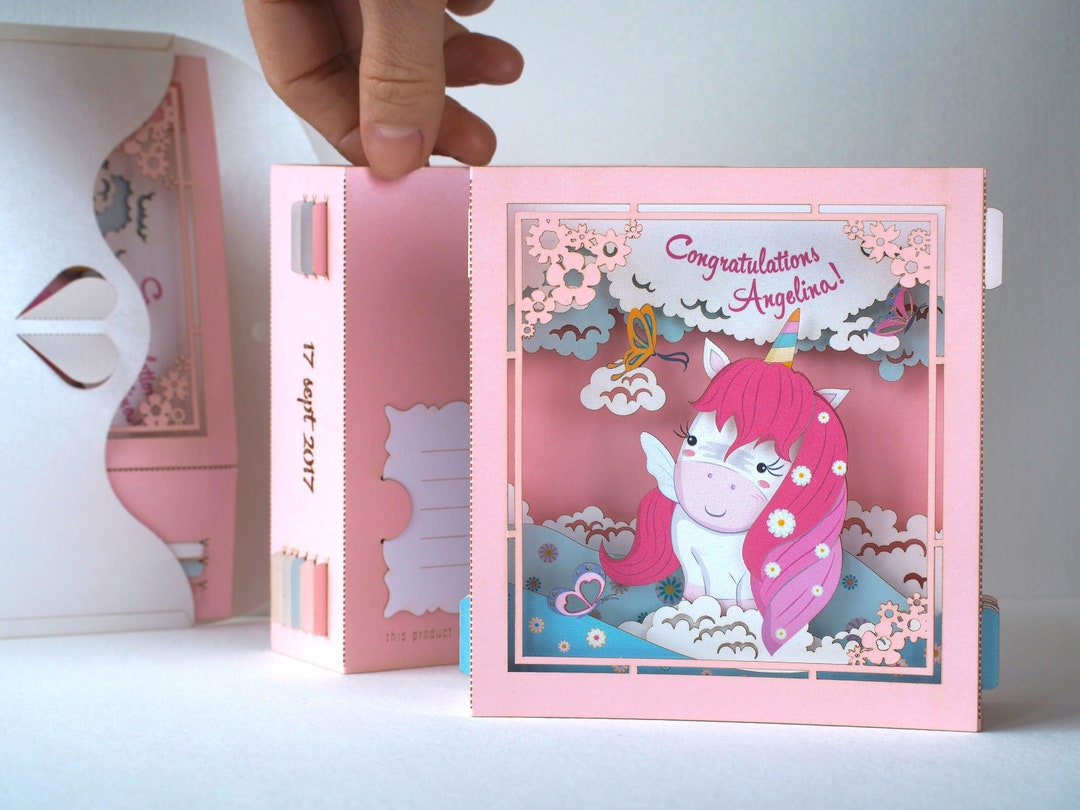 Unicorn Birthday Greeting Card. Pop-up Kirigami 3d Children - Etsy