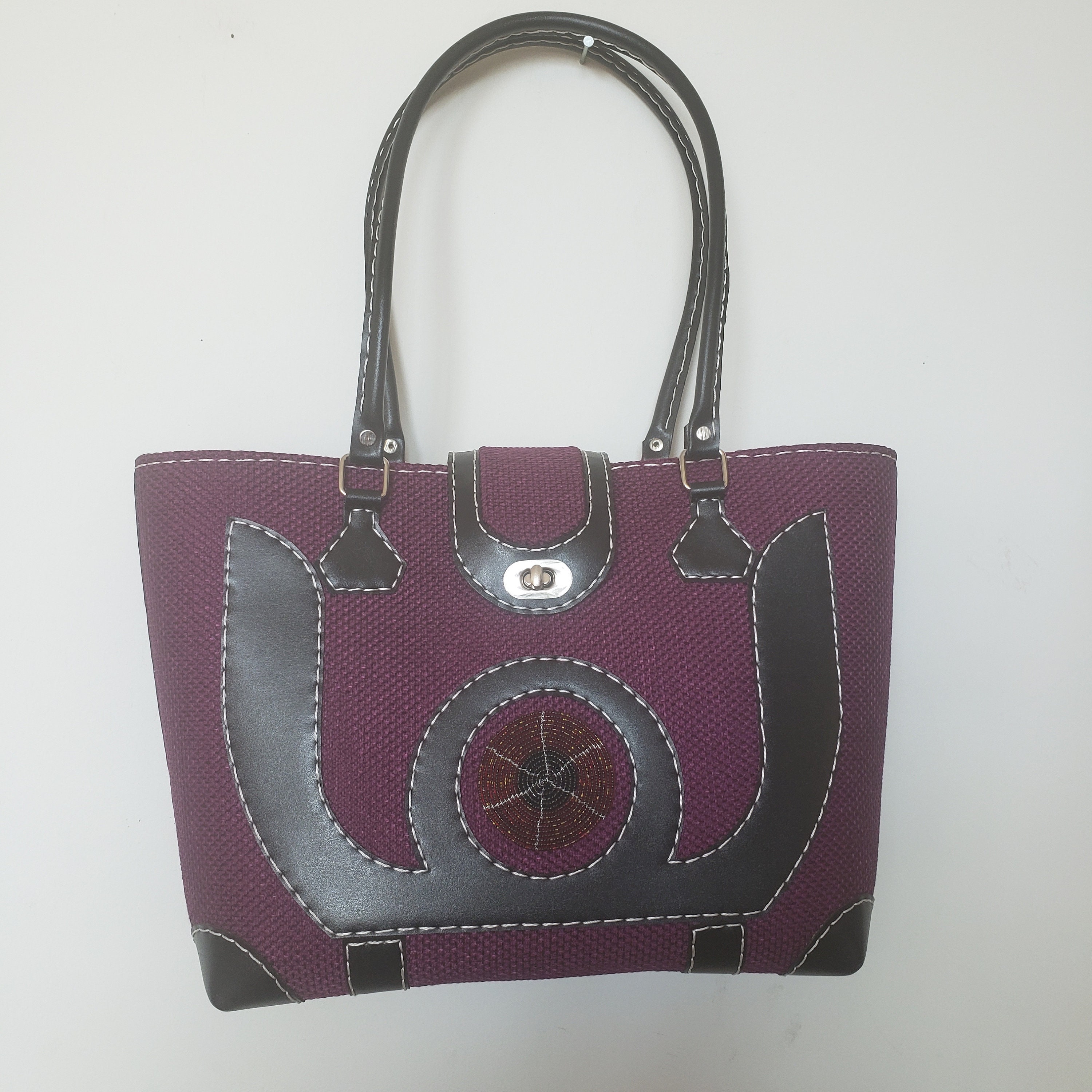 Handbag Handmade in Kenya Large purple and black Tote bag Etsy